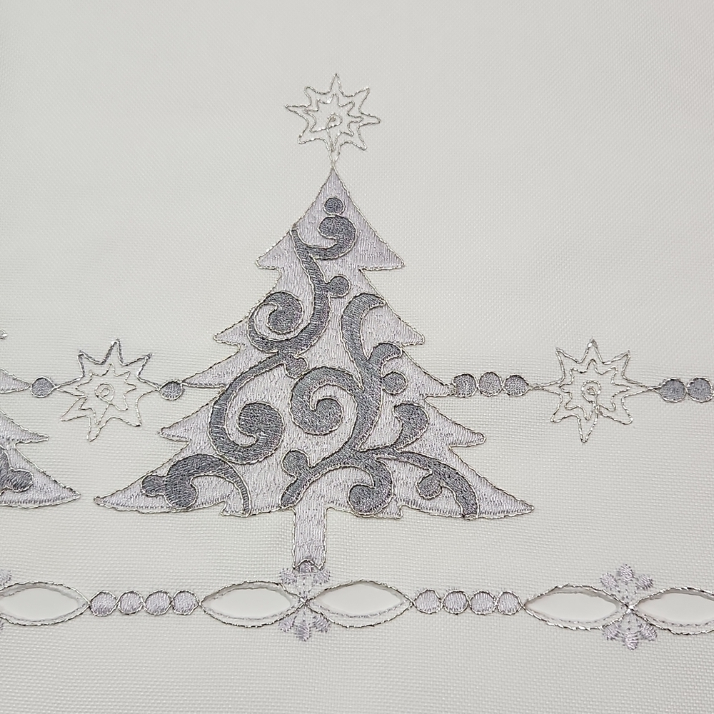 Silver Trees Embroidered Tablecloth (36x36 in.) NEW